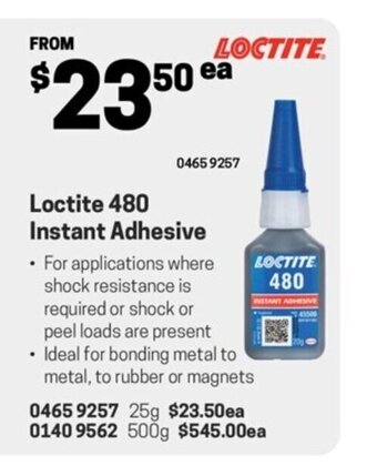 Blackwoods Loctite 480 Instant Adhesive offer