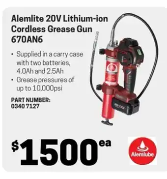 Alemlite 20V Lithium-ion Cordless Grease Gun 670AN6