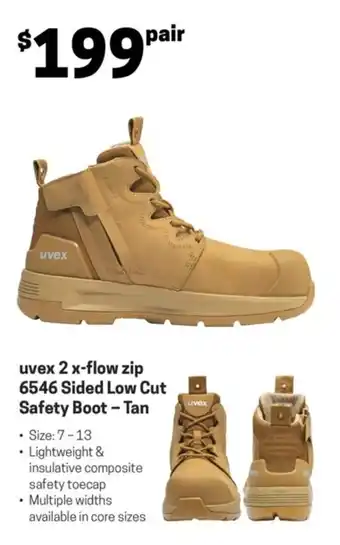 Blackwoods uvex 2 x-flow zip 6546 Sided Low Cut Safety Boot - Tan offer