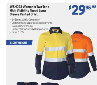 WSH028 Women's Two Tone High Visibility Taped Long Sleeve Vented Shirt