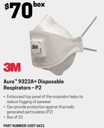 3M Aura™ 9322A+ Disposable Respirators - P2