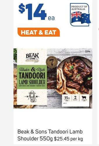 Foodland Beak & Sons Tandoori Lamb Shoulder 550g offer
