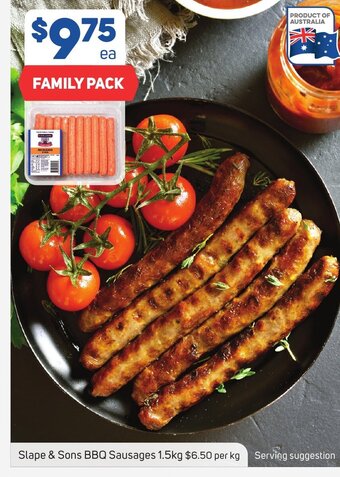 Foodland Slape & Sons BBQ Sausages 1.5kg offer