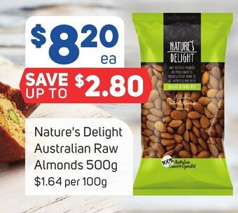 Foodland Nature's Delight Australian Raw Almonds 500g offer