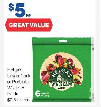 Foodland Helga's Lower Carb or Prebiotic Wraps 6 pack offer