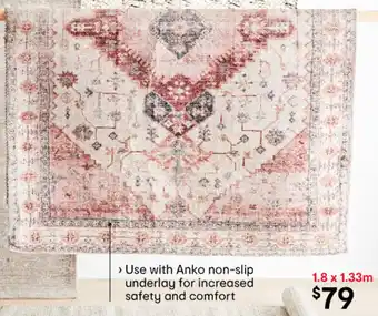 Kmart > Use with Anko non-slip underlay for increased safety and comfort offer