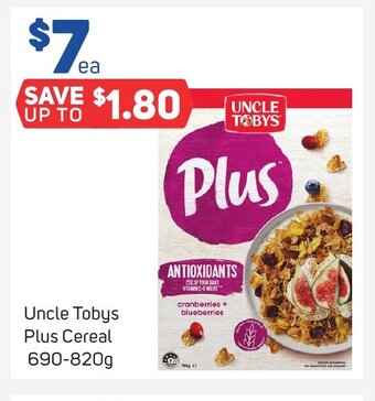 Foodland Uncle Tobys Plus Cereal 690-820g offer