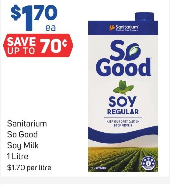 Sanitarium So Good Soy Milk 1 Litre offer at Foodland