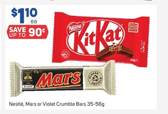 Foodland Nestlé, Mars or Violet Crumble Bars 35-56g offer