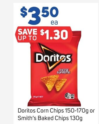 Foodland Doritos Corn Chips 150-170g or Smith's Baked Chips 130g offer