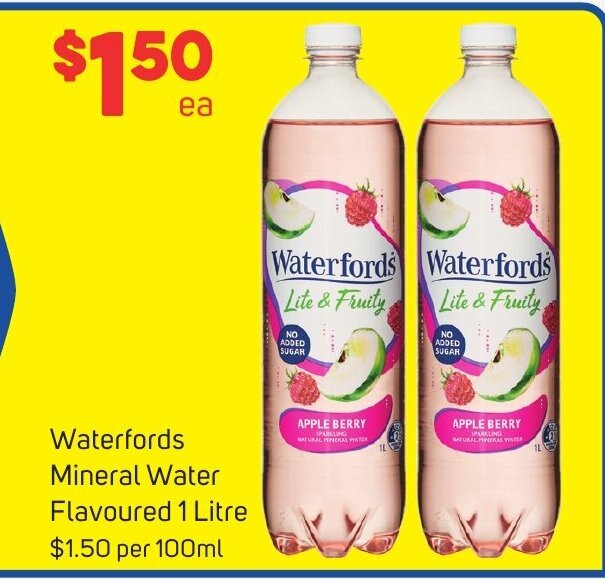 Waterfords Mineral Water Flavoured 1 Litre offer at Foodland