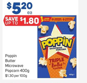 Poppin Butter Microwave Popcorn 400g