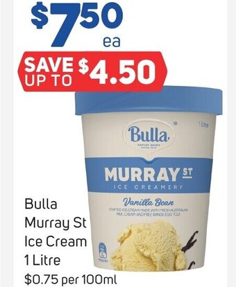 Foodland Bulla Murray St Ice Cream 1 Litre offer