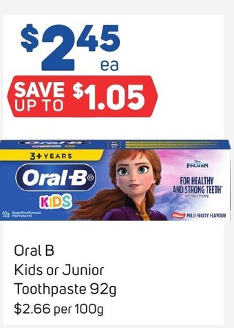 Foodland Oral B Kids or Junior Toothpaste 92g offer