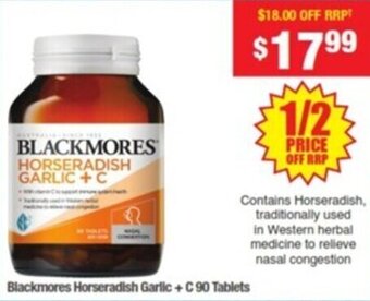 My Chemist Blackmores Horseradish Garlic + C 90 Tablets offer