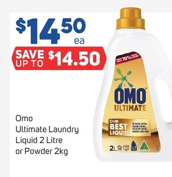 Foodland Omo Ultimate Laundry Liquid 2 Litre or Powder 2kg offer