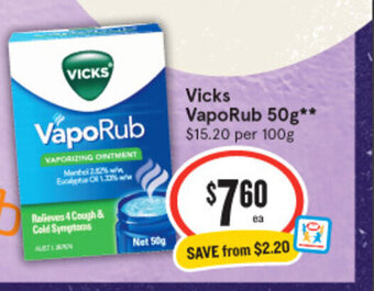 IGA Vicks VapoRub 50g offer