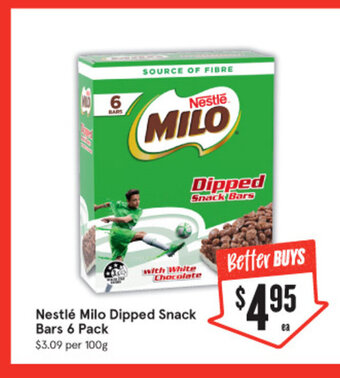 IGA Nestlé Milo Dipped Snack Bars 6 Pack offer