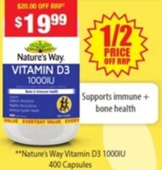 **Nature's Way Vitamin D3 1000IU 400 Capsules