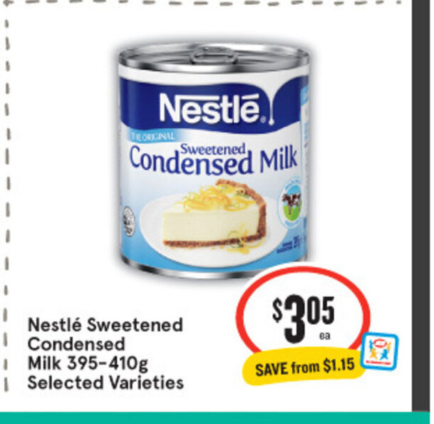 Nestlé Sweetened Condensed Milk 395410g Selected Varieties offer at IGA