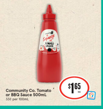 IGA Community Co. Tomato or BBQ Sauce 500mL offer