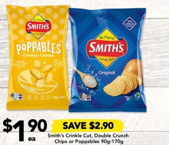 Drakes Smith's Crinkle Cut, Double Crunch Chips or Poppables 90g-170g offer