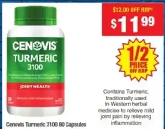 My Chemist Cenovis Turmeric 3100 80 Capsules offer