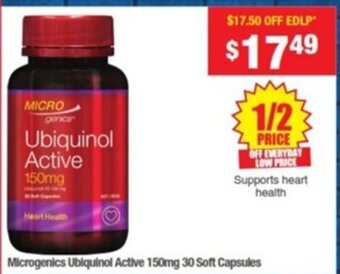 My Chemist Microgenics Ubiquinol Active 150mg 30 Soft Capsules offer