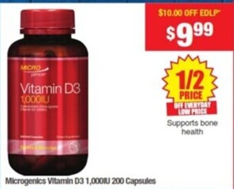 My Chemist Microgenics Vitamin D3 1,000IU 200 Capsules offer