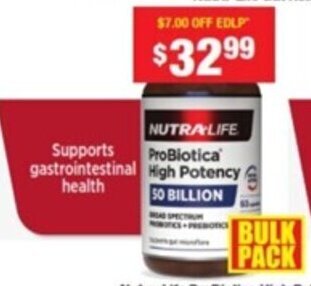 My Chemist Nutra-Life Probiotica High Potency 50 Billion, Magnesium Sleep or Magnesium HI-Zorb 60 Capsules offer