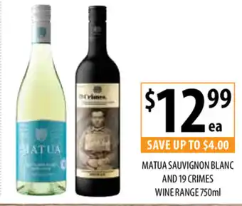 Matua Sauvignon Blanc and 19 Crimes 750ml