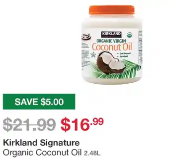 Costco Kirkland Signature Organic Coconut Oil 2,48L offer