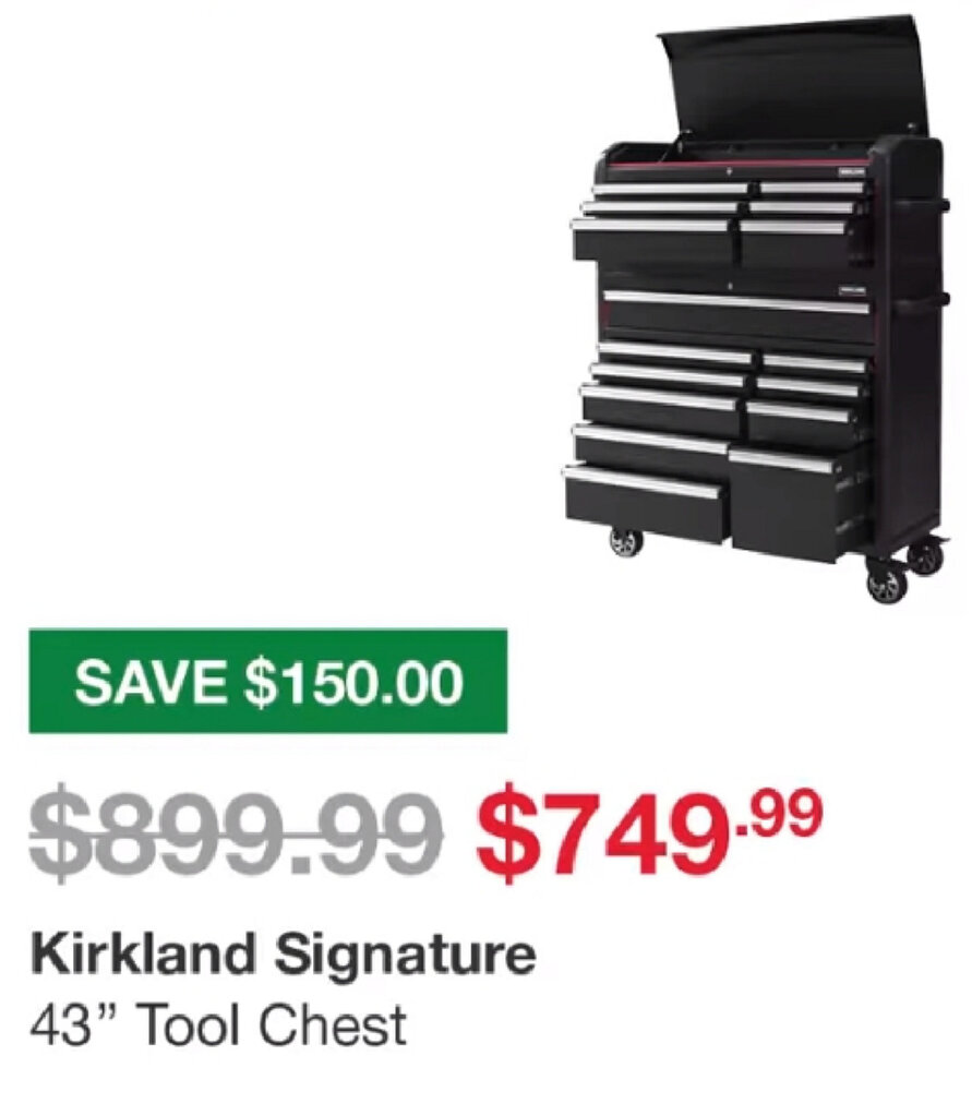Kirkland Signature 43" Tool Chest offer at Costco