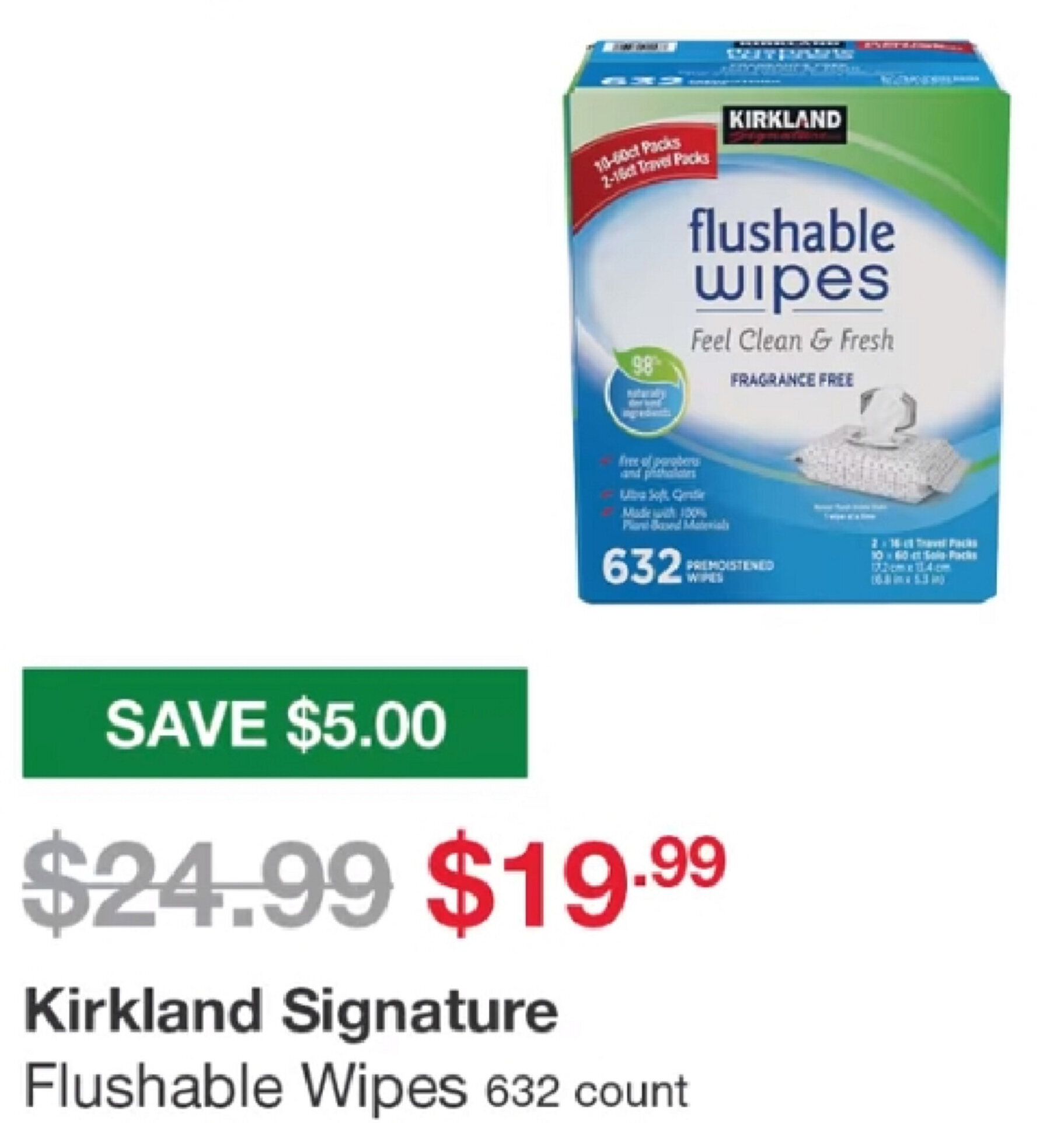 Kirkland Signature Flushable Wipes 632 Count offer at Costco