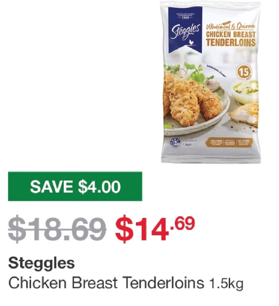Steggles Chicken Breast Tenderloins 1,5kg offer at Costco