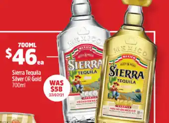 BWS Sierra Tequila Silver or Gold 700ml offer