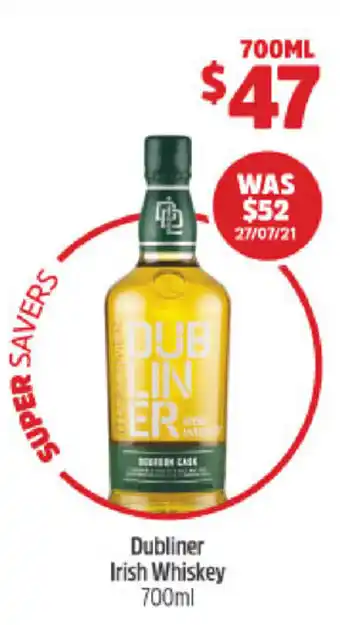 Dubliner Irish Whiskey 700ml