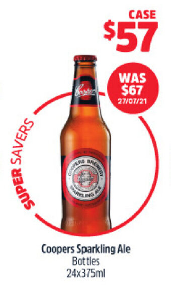 BWS Coopers Sparkling Ale Bottles 24x375ml offer