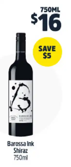 BWS Barossa Ink Shiraz 750ml offer