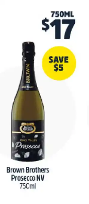BWS Brown Brother Prosecco NV 750ml offer