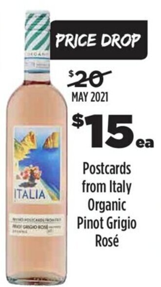 Liquorland Postcards From Italy Organic Pinot Grigio Rosé offer