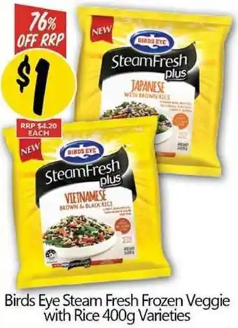 Not Quite Right Birds Eye Steam Fresh Frozen Veggie with Rice 400g offer