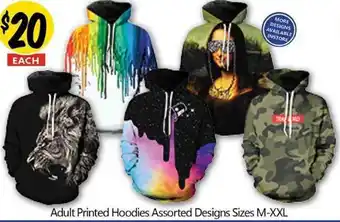Adult Printed Hoodies Assorted Designs Sizes M-XXL