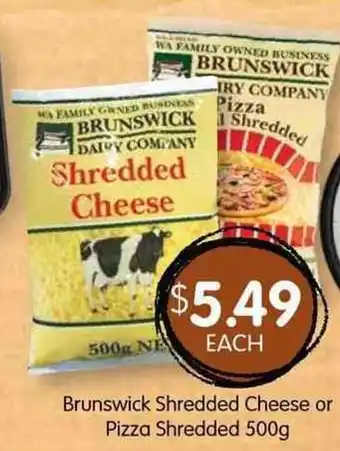 Spudshed Brunswick Shredded Cheese or Pizza Shredded 500g offer