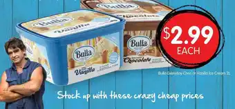 Spudshed Bulla Everyday Choc or Vanilla Ice Cream 2L offer