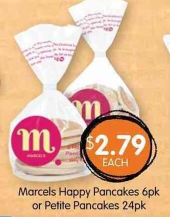 Spudshed Marcels Happy Pancakes 6pk or Petite Pancakes 24pk offer