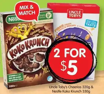 Uncle Toby's Cheerios 320g & Nestle Koko Krunch 330g