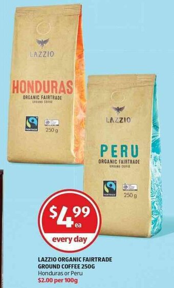 Lazzio Organic Fairtrade Ground Coffee 250g
