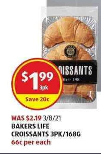 ALDI Bakers Life Croissants 3pk/168g offer