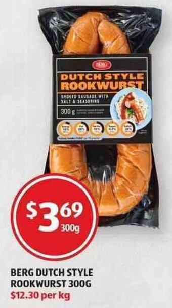 ALDI Berg Dutch Style Rookwurst 300g offer